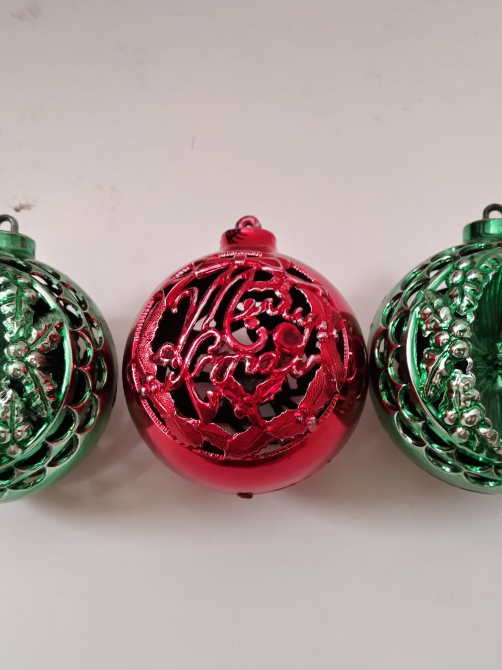 Three Vintage Ball Xmas Ornaments